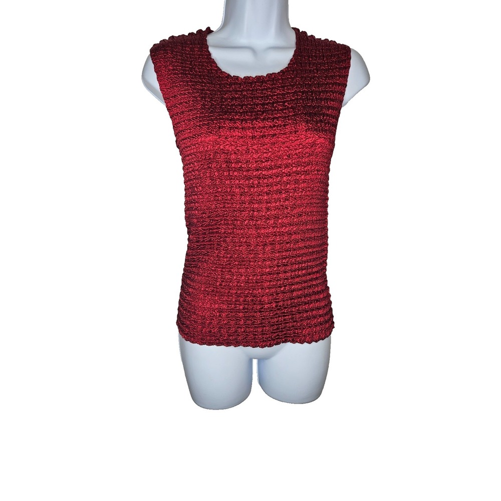 Red Textured Smocked Sleeveless Top Stretch Fitted Y2K Party Partycore 90s